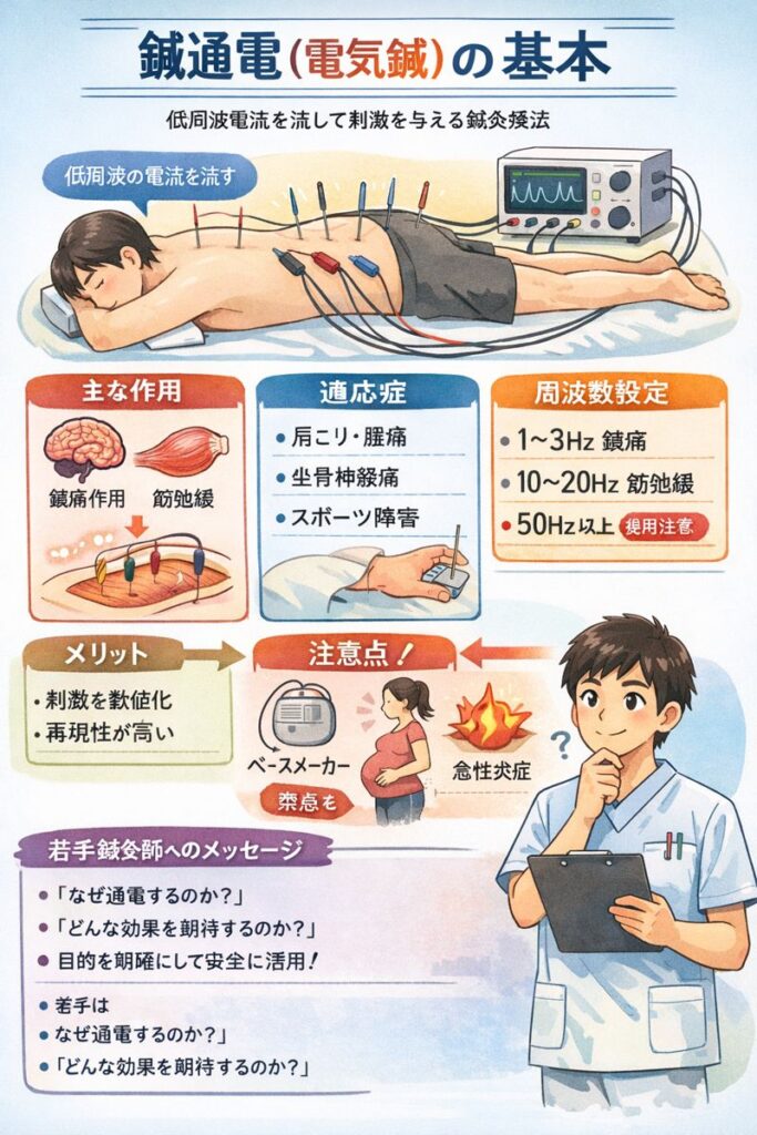 鍼通電の基本の記事をまとめた図