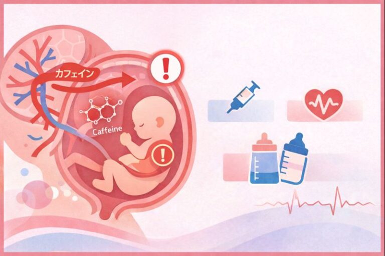 妊婦はなぜカフェインを控えるべき？胎盤・代謝・胎児発育から医学的に解説のイメージ図