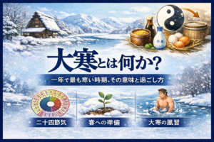 大寒とは何か｜一年で最も寒い時期の意味と由来、暮らしへの活かし方のイメージ図