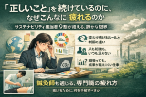 「正しいこと」を続けるほど疲れていく─サステナビリティ担当者9割が感じる現場の限界のイメージ図