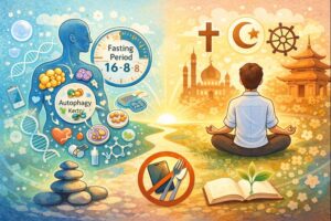 断食は本当に健康に効果があるのか？医学的根拠と宗教的意味から読み解く断食の本質のイメージ図