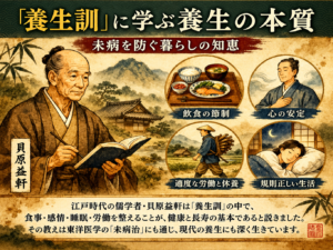 貝原益軒『養生訓』に学ぶ養生の本質｜東洋医学にも通じる“未病を防ぐ”暮らしの知恵のイメージ図