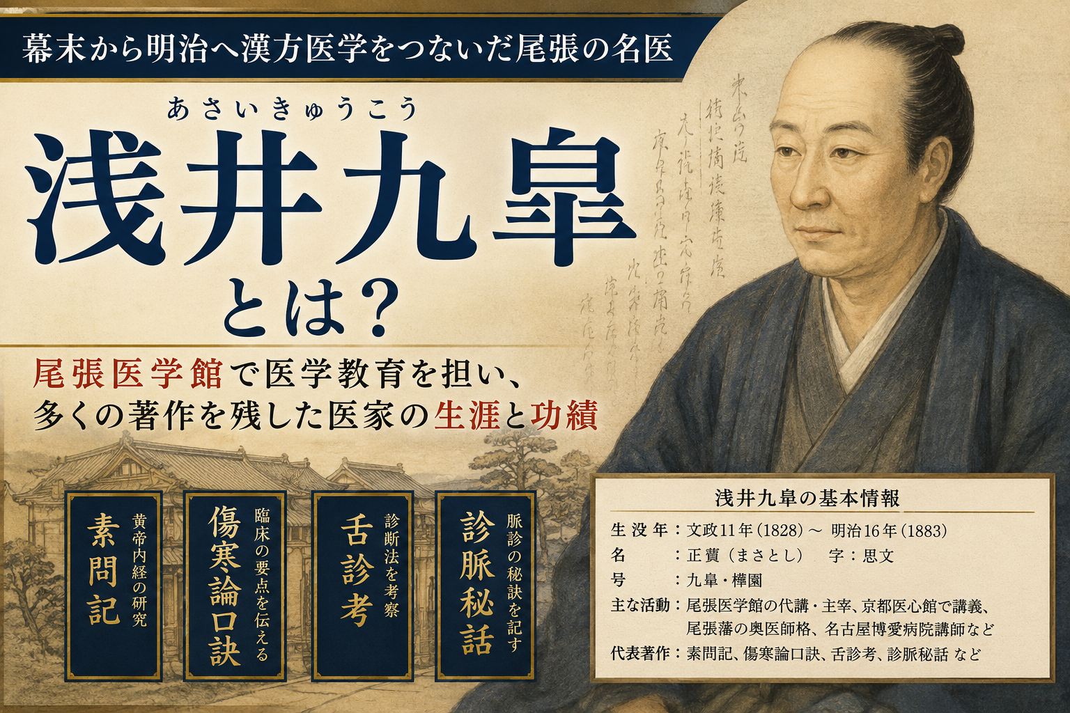 浅井九皐とは？幕末から明治へ漢方医学をつないだ尾張藩医｜尾張医学館と医学教育の歴史のイメージ図